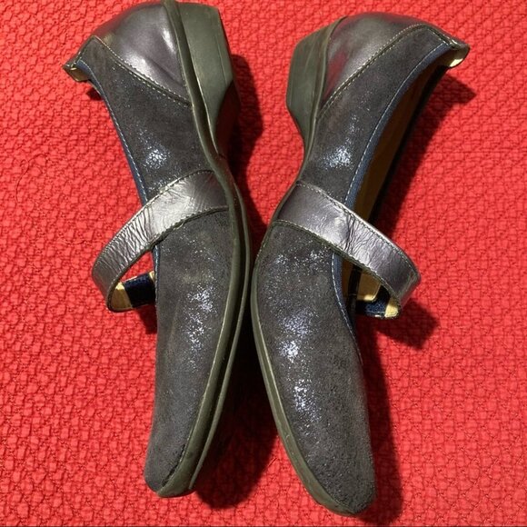 DORKING by Fluchos Sz 39 Ivone Blue Metallic Mary Janes Square Toe Made in Spain - Picture 8 of 8